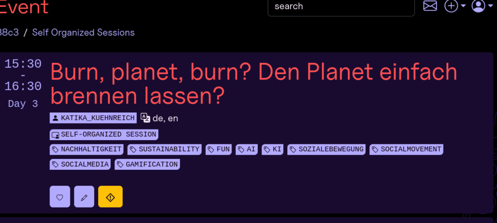 screenshot of the 38C3 fahrplan page at 