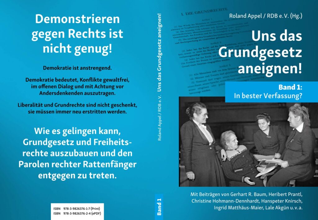 Bild des Buchdeckels mit dem Titel "Uns das Grundgesetz aneignen!" Band eins