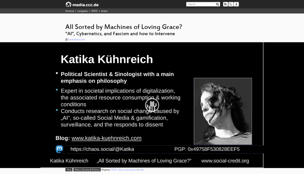 Screenshot All Sorted by Machines of Loving Grace - media.ccc.de